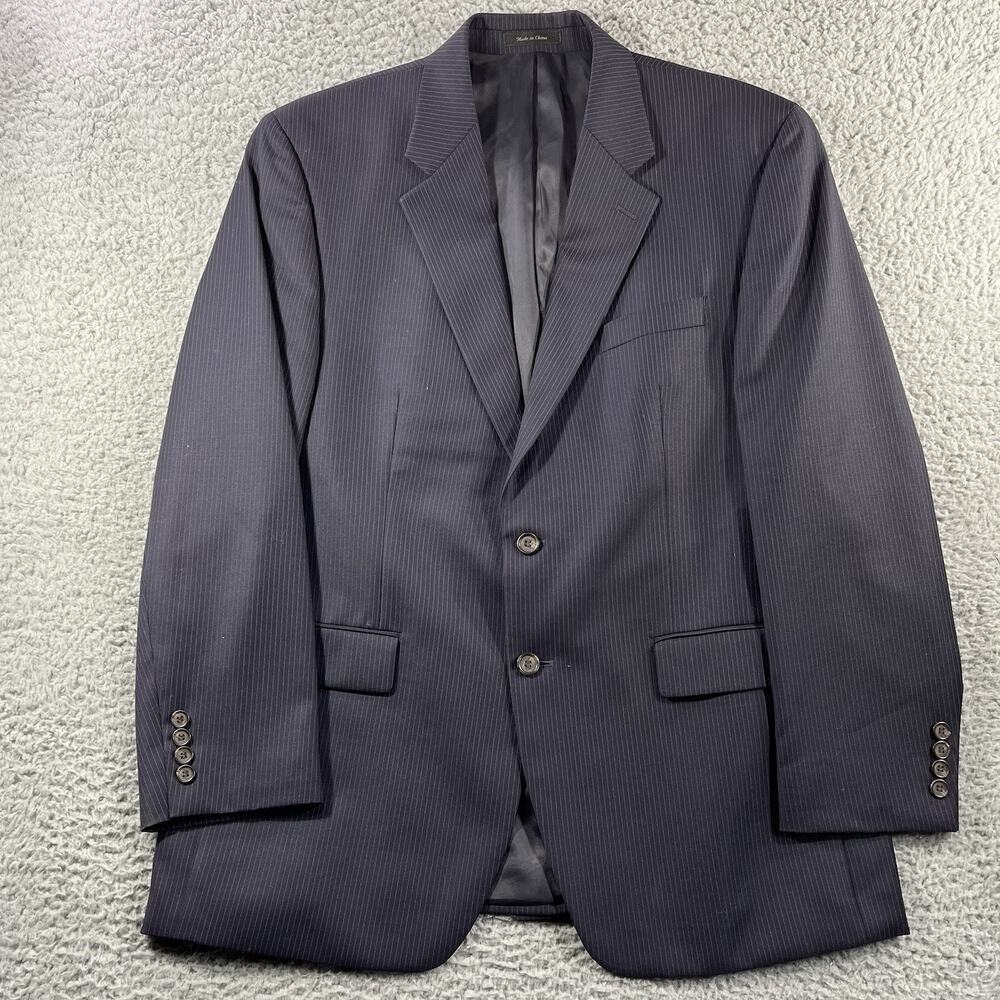LAUREN RALPH LAUREN BLAZER MENS 42R BLUE PINSTRIPE TWO BUTTON SUIT JACKET WOOL
